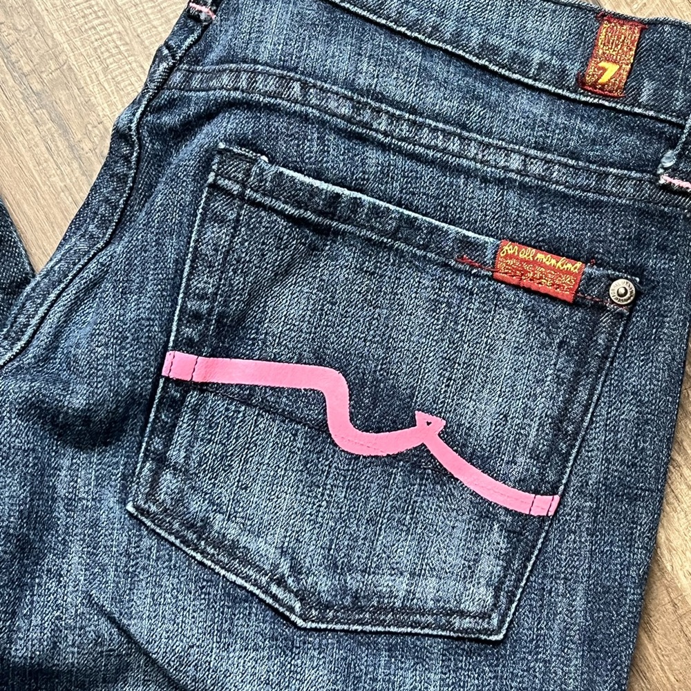 Mint Condition Seven 7 For All Mankind Flare Jeans Pink Pocket Women’s Size 30